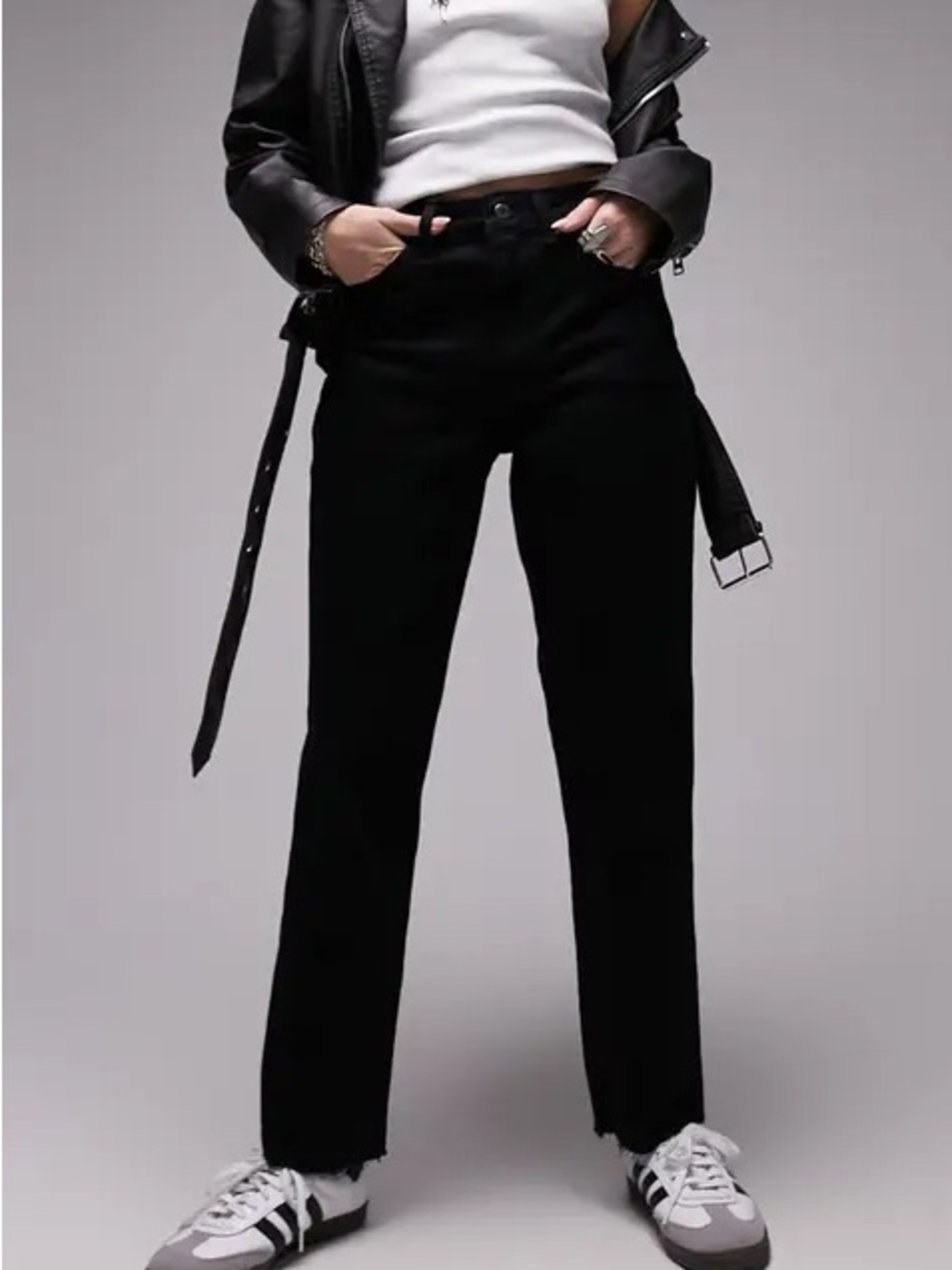 Topshop Black High-Rise Straight Jeans